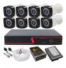 Kit Cftv 8 Câmeras De Segurança + Dvr 8 Ch Mult 5x1 Hd500gbs