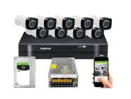 Kit Cftv 9 Cameras Segurança Full Dvr Intelbras 1116 S/ Cabo