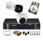 Kit Cftv Intelbras 2 Câm VHC 1120b Bullet+Dome Dvr Mhdx Multi Hd C/Hd