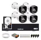 Kit Cftv Intelbras 4 Cameras Segurança Full Color Vhd 1120b dvr 4ch full hd ip com hd