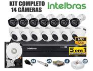 Kit CFTV Intelbras Completo 14 Câmeras AHD 720p DVR 16 Canais C/Hd 2 Tb