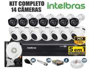 Kit CFTV Intelbras Completo 14 Câmeras AHD 720p DVR 16 Canais C/Hd 4 Tb