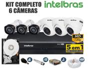 Kit CFTV Intelbras Completo 6 Câmeras AHD 720P DVR 8 Canais C/Hd