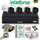 Kit CFTV Intelbras HD 4 Câmeras VHC 1220B DVR MHDX 3004c C/HD 500gb