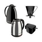 Kit Chaleira elétrica 110V e Garrafa Térmica Café Chá Preto