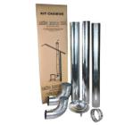 Kit Chaminé Com 3 Canos Curva Chapéu 115mm Em Aço Galvanizado Casa Fogão a Lenha Lareira - N2 AMZ