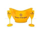 Kit Champanheira Veuve Cliquot Acrílico + 2 Taças Espumante