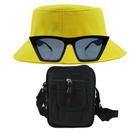 Kit Chapéu Bucket, Bolsa Pochete Shoulder E Oculos De Sol - MD-10