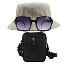 Kit Chapéu Bucket, Bolsa Pochete Shoulder E Oculos De Sol MD-14