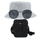 Kit Chapéu Bucket, Bolsa Pochete Transversal E Oculos De Sol MD-15