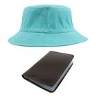 Kit Chapéu Bucket Hat E Carteira Masculina Pequena Marrom Compartimento Para Cédulas, Porta Documentos De Carro E Rg