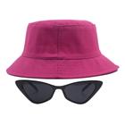 Kit Chapéu Bucket Hat E Óculos De Sol Feminino Gatinho MD-02