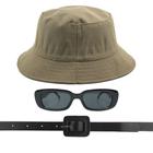 Kit Chapéu Bucket, Oculos De Sol Proteção Uv400 E Cinto Quadrado CF01