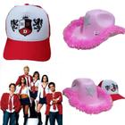 Kit Chapéu Rosa + Boné Rbd Para Adultos Show Rebeldes