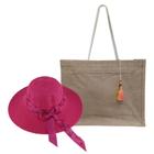 Kit Chapeus Feminino De Praia E Bolsa Impermeavel De Palha - Piscina, Passeios Ao Ar Livre, Cruzeiro, Viagens