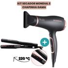 Kit Chapinha Prancha Alisadora Gama e Secador de Cabelo 2000W Profisional Mondial