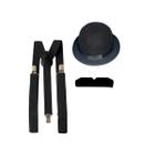 Kit Charles Chaplin Completo Suspensorio Chapeu e Gravata