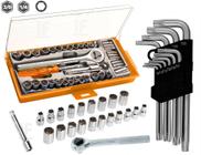 Kit Chave Torx T9 A T50 10 Pçs + Jogo Soquete Catraca 40 Pçs