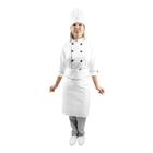 Kit chef cozinha feminino Dolmã manga 3/4 + Avental branco + Chapéu branco