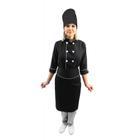 Kit chef cozinha feminino Dolmã manga 3/4 + Avental preto + Chapéu preto