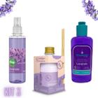 Kit cheirinho de lavanda com Difusor Aromatizador de lavanda, Spray para tecidos sofas, guarda roupas, Desinfetante de lavanda faz 5L.