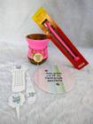 Kit chimarrão 7 peças-cuia de madeira cor Rosa, Pulseira de cuia, kit chima fácil, bomba-Kristal Luz