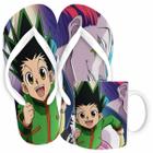 Kit Chinelo e Caneca de Plástico Rígido Hunter x Hunter. Hisoka, Killua, Gon, Chrollo, Kurapika, Leorio. Temático Desenh