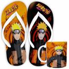 Kit Chinelo e Caneca de Porcelana Naruto Uzumaki Laranja. Temático Desenho Anime Criança e adolescente. Presente Infanti