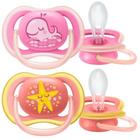 Kit Chupeta Avent 6-18M Menina Bebê Ultra Air Silicone Luxo