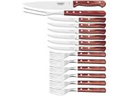 Kit chur 14 pcs polywood vermelho sortidos com laminas de aco inox e cabos de madeira tramontina