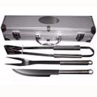 Kit Churrasco 3 Peças Aço Inox Com Maleta De Alumínio - DRAIK