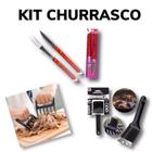 Kit Churrasco 5 Pçs Faca Garfo + Limpa Grelha + Garra de Urso desfiador de Carne