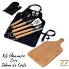 Kit Churrasco 8 Talheres Inox + Tábua de Corte