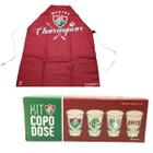 Kit Churrasco Avental Fluminense Mestre Churrasqueiro + 4 Un Copos Dose Pinga Cachaça Oficial