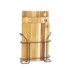 Kit Churrasco com 3 Tabuas Teca com Suporte de Metal- Stolf