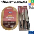 Kit Churrasco com Garfo Faca e Amolador de Facas Mor + Tábua de Carne Oval Churrasco 33x23cm Mor