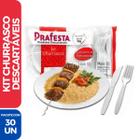 Kit Churrasco Descatável Reforçado Pratos e Talheres - 30 Unidades