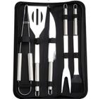 Kit churrasco em aço inox- 5 peças com maleta nylon - TOP