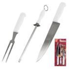 Kit Churrasco Faca Garfo Chaira 3 Peças Univendas