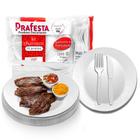 Kit Churrasco Festa Pratos + Garfos e Facas Serve 10 Pessoas