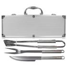 Kit Churrasco Inox 3 Pecas Faca/Garfo/Pegador Com Maleta - Nipo