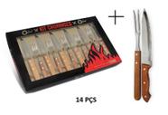 Kit Churrasco Jogo Trinchante Faca Carne Garfo 14 Pçs Oxford