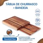 Kit churrasco Tábua Bandeja Churrasco Tramontina em Madeira Teca FSC com Acabamento em Óleo Mineral