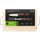 Kit Churrasco Tábua Pinus com metal Garfo E Faca - Stolf