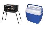 Kit churrasqueira montana + caixa termica azul 34 litros mor