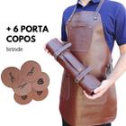 Kit Churrasqueiro Avental + Estojo Porta Faca em Couro