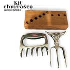 Kit Churrasqueiro Garfo Tridente + Garra De Urso Alumínio