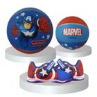 Kit Chuteira + Bola Infantil Marvel Herois Capitão America