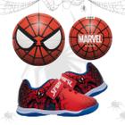 Kit Chuteira + Bola Infantil Marvel Herois Homem Aranha