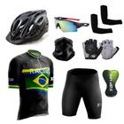 Kit Ciclismo Camisa + Bermuda C/ Proteção Gel + Capacete Bike + Acessórios - XFreedom